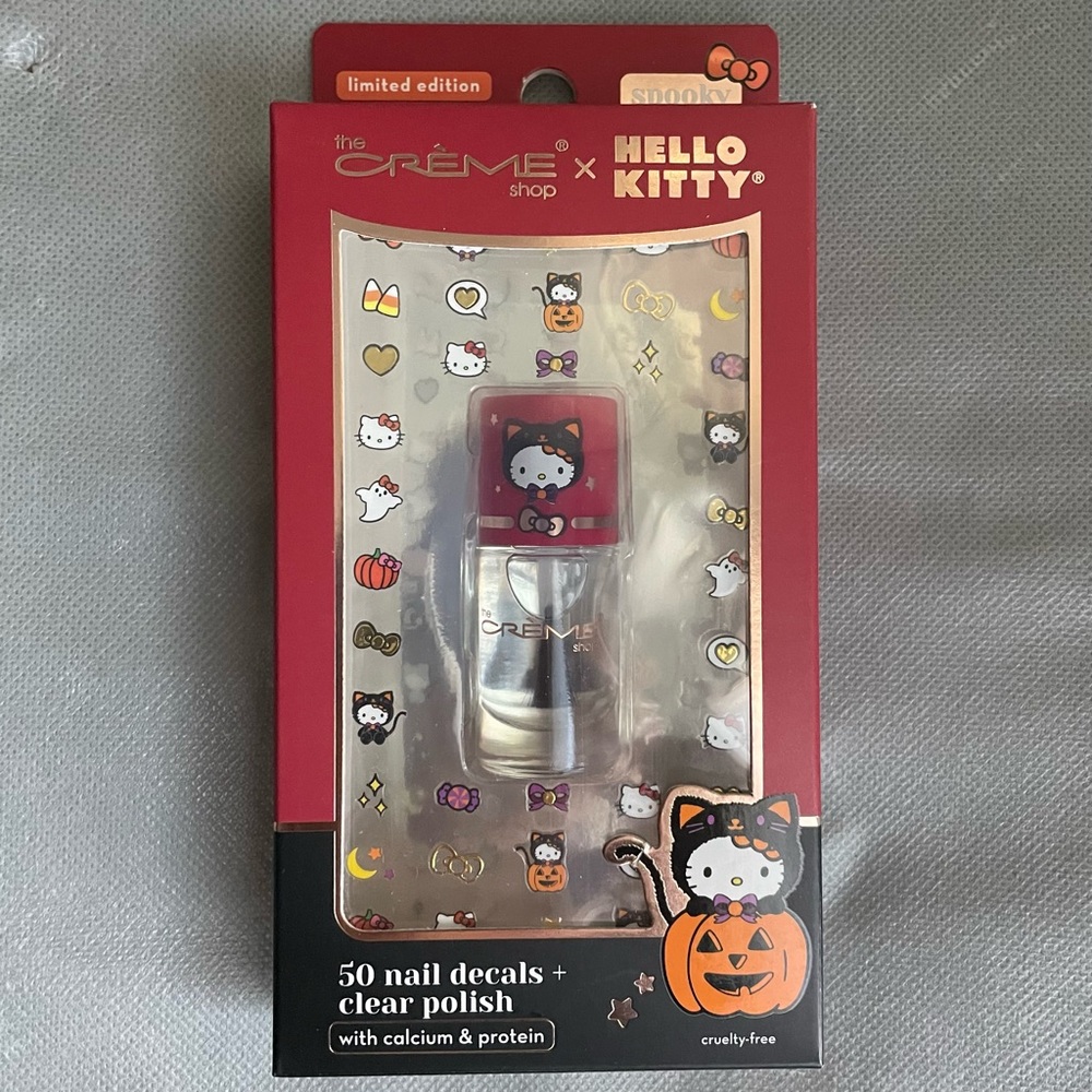 NWT Hello Kitty Halloween Nail Decal Set Sanrio & Clear Polish The Creme Shop